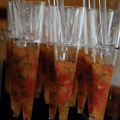 Tempura-crusted calamari spoons with Thai basil and micro arugula was served, courtesy of Hemingway's.