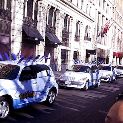 A family of Pokemon-branded Chrysler PT Cruisers were part of the parade.