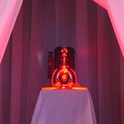 After the product unveiling, the Black Pearl bottle was showcased on a pedestal with red neon lighting.