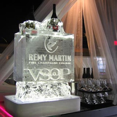 Large ice pieces branded the event and chilled bottles of the Champagne cognac.