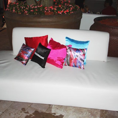 The Tweezerman area also included a lounge with custom-made cushions touting the brand.