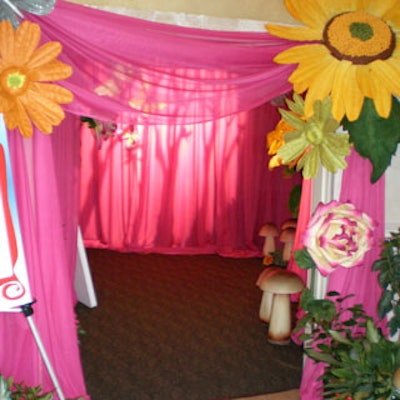 Color, lighting, and oversize flowers were artfully combined to create the Rabbit Hole entry.