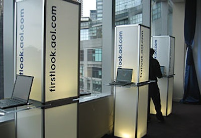 Three kiosk towers offered six computers where guests could access the First Look Web site and communicate with colleagues who didn’t attend the presentation.