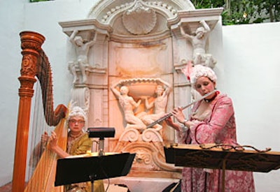 Musicians played pieces by Mozart, Handel, and Bach in front of an 18th-century Italian fountain in the courtyard of the estate.