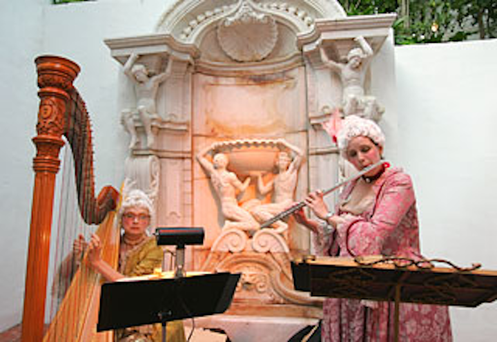 Musicians played pieces by Mozart, Handel, and Bach in front of an 18th-century Italian fountain in the courtyard of the estate.