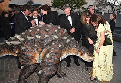 Manned dino puppets interacted with guests.