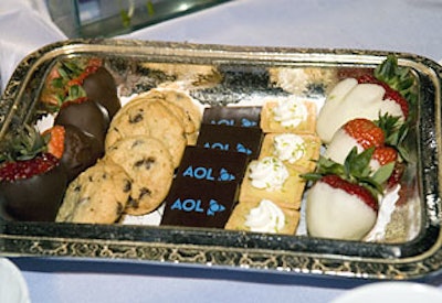 Dessert included AOL-branded chocolate.