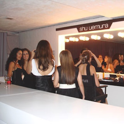 The Shu Uemura makeup station was busy throughout the night.