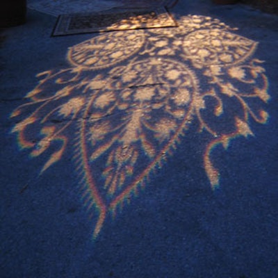 Bay Stage Lighting created a mandala-print gobo to mark the path into the dining pavilion.