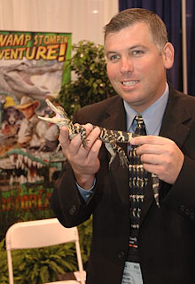 Attendees could handle and snap photos with baby alligators at Gatorland’s booth.