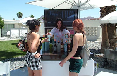 Hugo Boss party sponsor Motley Bird hawked its energy beverages at the bar.
