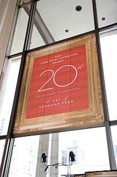 Planners used gold frames in the stage decor and on signage throughout the postceremony gala, in a nod to this year's theme, 'Art of American Food.'