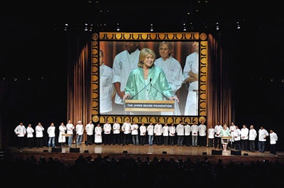 During the award ceremony, Martha Stewart presented the Rising Star Chef award to David Chang.