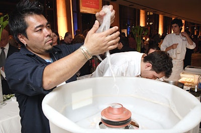 José Andrés's foie-gras cotton candy was one of the more unusual offerings of the evening.