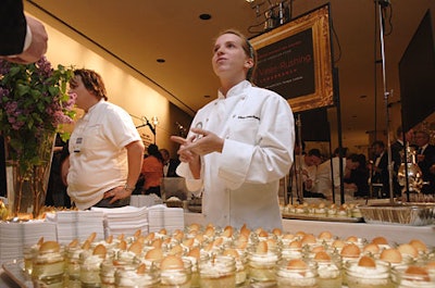 Allison Vines-Rushing served banana pudding brûlée with cat's tongue cookies in mini glass jelly jars.