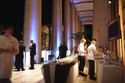 On the outdoor terrace, guests sipped specialty cocktails like mixologist Jose 'Juice' Miranda's 'Mo' Thyme' (a blend of Bacardi rum, thyme, lime juice, thyme syrup, and club soda) and sampled food at tasting stations.