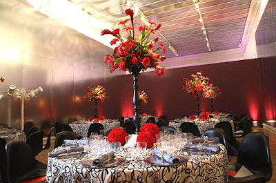 Gallery 14 featured a wall covered with zinc andblack plastic Panton chairs, giving the room a streamlined look.