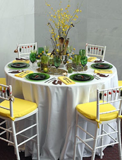 Joan Nathan’s bright “Organicism” display paidtribute to the organic movement with natural decor elements, such as red andgreen chilies adorning the chairs.