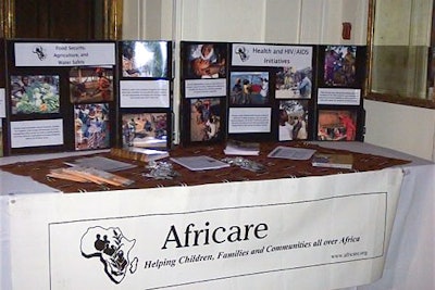 Before entering the main cocktail-hour room, guests passed a table featuring information about Africare.