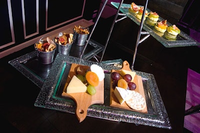 Guests could help themselves to mini cheese boards for two or pails of bar snacks from Design Cuisine.