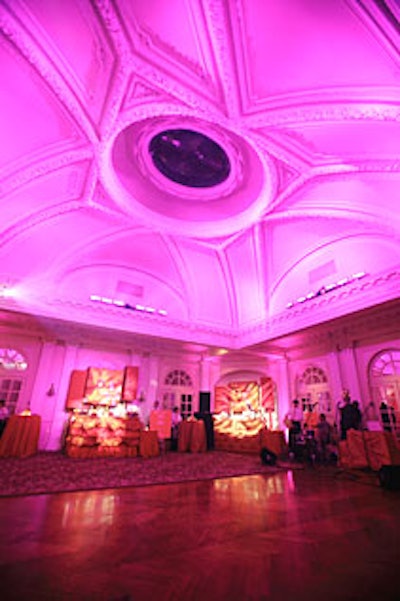 Associate publisher Jayne Sandman worked with John Farr to wash the Colombian embassy's white ballroom in pink tones.