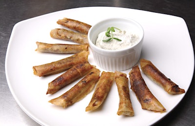 One of their most popular appetizers is phyllo “cigars” filled with duck confit and sour cherries.