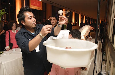José Andrés's booth at the gala reception served up foie-gras cotton candy.