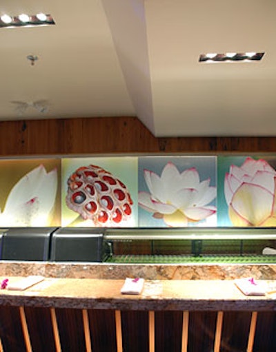 The main entrance at Lotus features a 12-seatsushi bar.