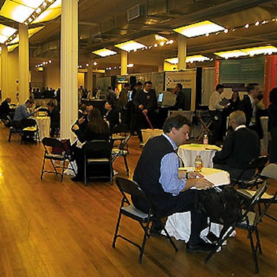 Tables were set up throughout the trade show area, so attendees ate breakfast and lunch among the trade show booths.