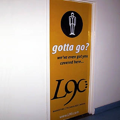 Conference attendees couldn't escape the marketing pitches--even the rest rooms had a sponsor, L90, who put signage up throughout the rest rooms.