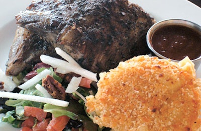 Memphis' baby back ribs, baked macaroni salad, and house salad.