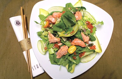 An Catering offers a salmon salad as part of its 'Keep It Lite' menu.