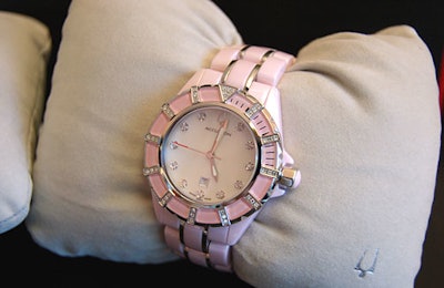 This pink-diamond-studded watch from Accutron was among more than 150 pieces on display.