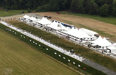 An overview shot of the polo field at MorvenPark. It took more than 200 tractor-trailers months to prepare the venue’s1,000 acres for the polo match.