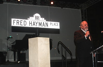 Beverly Hills mayor Jimmy Delshad unveiled a new street sign for the alley linking Rodeo Drive with Dayton Way, now dubbed Fred Hayman Place.