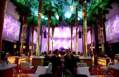 The Fragrance Foundation sold private party lounges, transforming the Winter Garden into a private nightclub, so guests could mingle and relax without being stuck at one table all night.