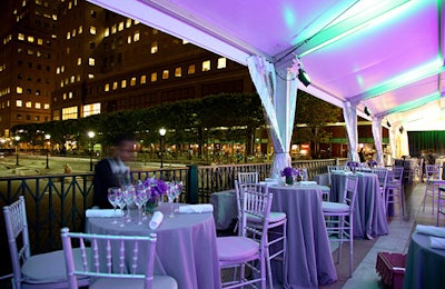 It was a beautiful spring night, so after the awards, the tent's walls were opened to the plaza and views of the Hudson River.
