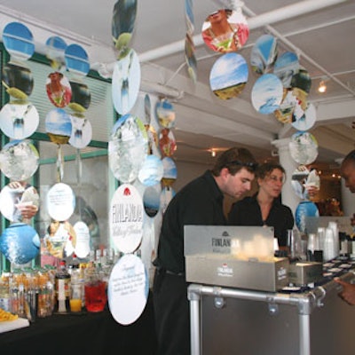 The Finlandia bar was arrayed with colorful mobiles touting the brand's name.