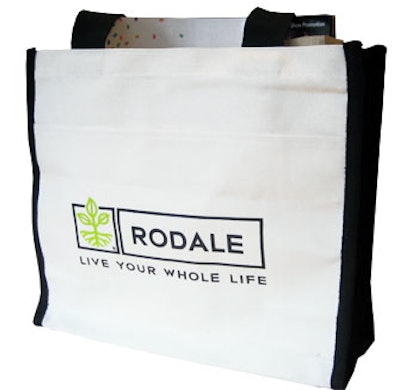 Rodale's smart-looking canvas bag wasn't just visually appealing—it boasted an especially wide bottom to accommodate lots of material.