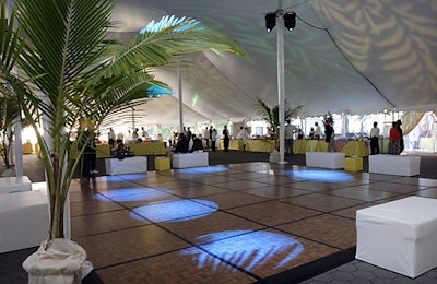 Decor referenced the yellow and blue colors of Barbados's flag and had what planners hoped was a summery feel.