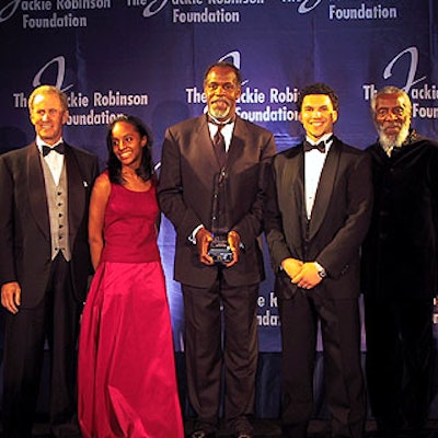 Henry Silverman, president and CEO of Cendant; scholarship winner Zoe Whitley; actor Danny Glover; scholarship winner John Chapman; and entertainer and activist Dick Gregory were all honored at the Jackie Robinson Foundation's awards dinner.