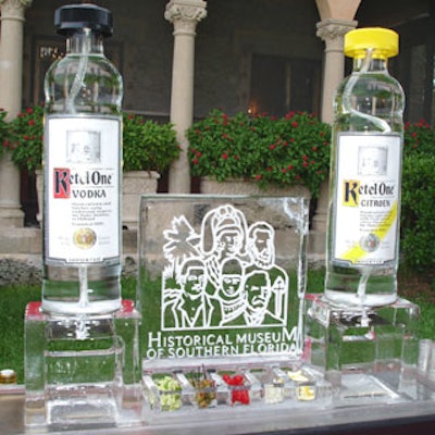 A bar sponsored by Ketel One vodka featured an interactive ice sculpture by Iceculture Inc.