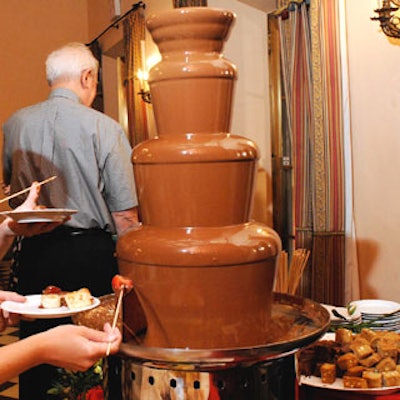 Dessert included a chocolate fountain.