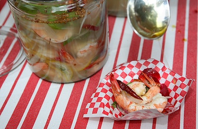 Anne Quantrano and Clifford Harrison of Atlanta's Bacchanalia served up pickled Georgia white shrimp with a summer vegetable salad.