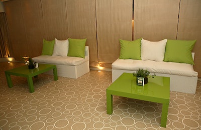 Planners arranged white and spring-green lounge furnture from SC3 Groupin the V.I.P. lounge, located in the Sea Grill. 'We wanted to bringmore of the flavor of the event into that room than we have in thepast,' said Citymeals' director of special events Heather Gere.