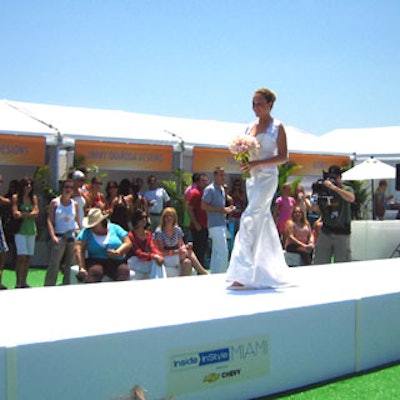 Models displayed bridal gowns from After Hours Formalwear and Jim Couture on runway fashion shows throughout the day.