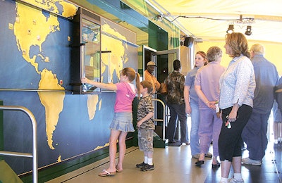 The iWall is an interactive map that explores UPS’s history.