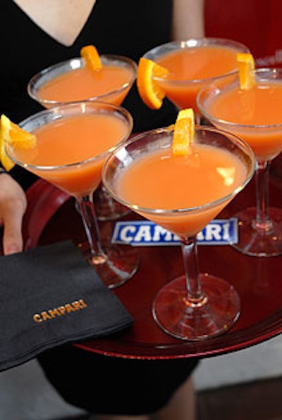 Tray passers circulated Campari's brightly colored La Stella Grande cocktail throughout the evening.