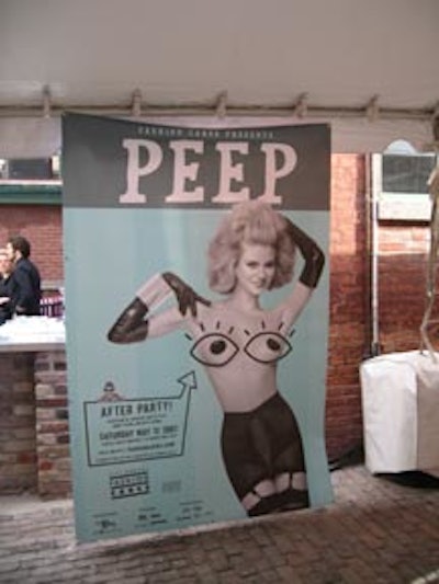 Fashion cares media posters were displayed outdoors including this half-naked burlesque model advertising the ‘after-party.’
