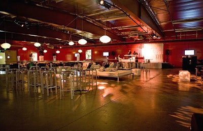 Black and white furniture complemented existing red walls at LifeWorks' second annual Life Out Loud fund-raiser.